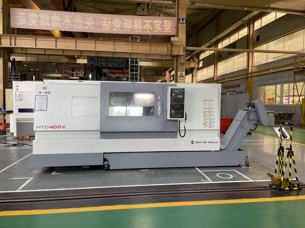 큰 CNC 라트 HTC40P 슬라이딩 가이드 레일 Fanuc 라트 12 스테이션 타워 슬랜트 베드 CNC 라트