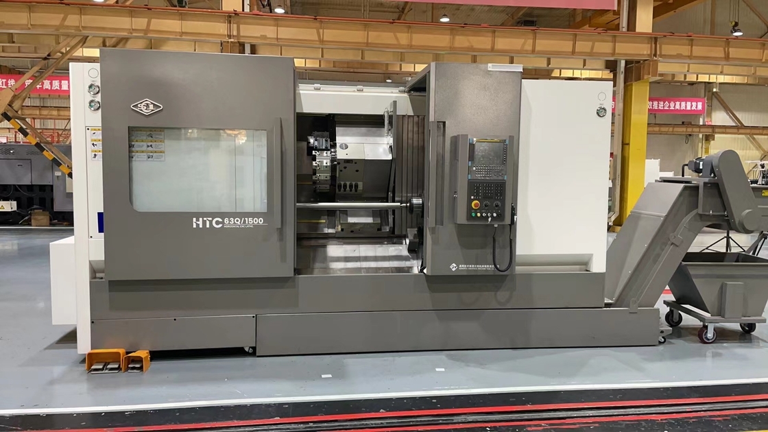 슬랜트 베드 CNC 라트 HTC63Q 최대 절단 길이 3000mm 무거운 절단 스핀드 CNC 수평 라트
